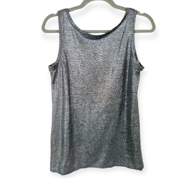 Eileen Fisher Linen Metallic Shimmer Tank Top XS Gray - Picture 4 of 5